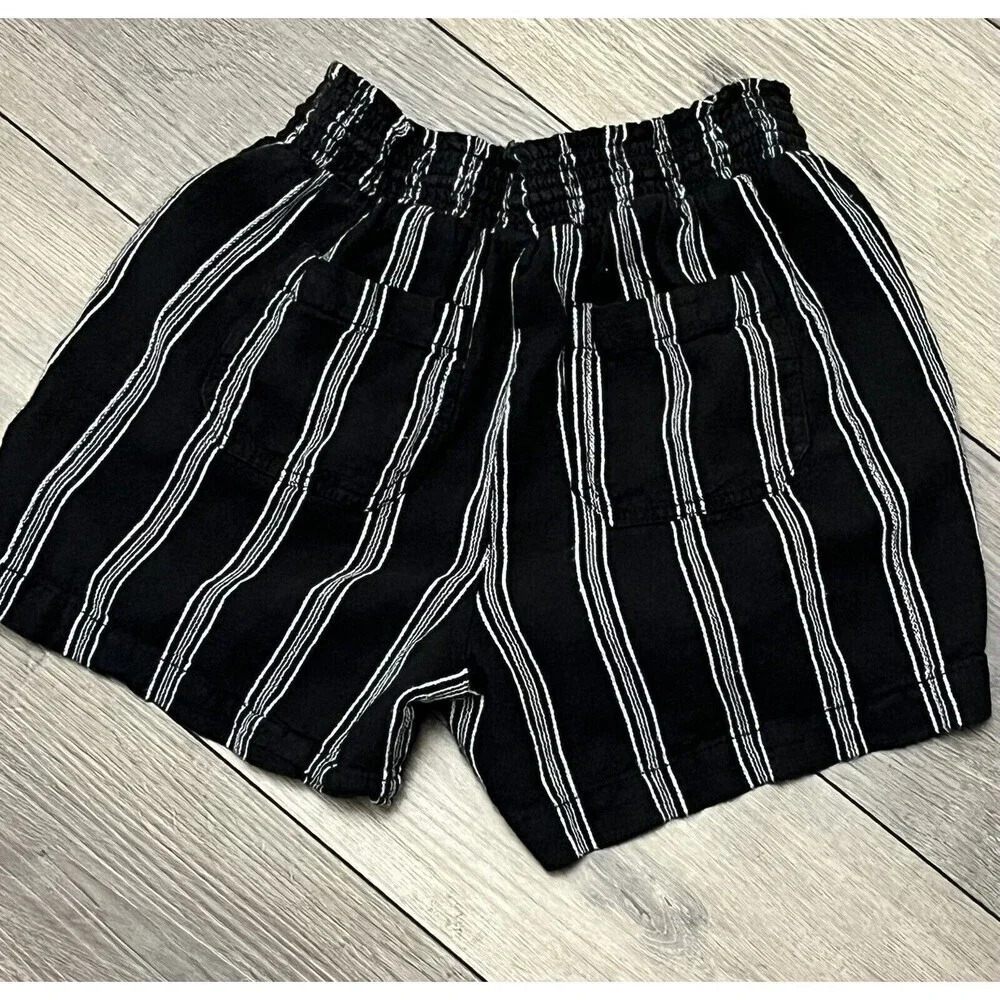BRIGGS NEW YORK WOMEN'S LINEN BLEND PULL ON SUMMER SHORTS BLK WHITE BEACH BOHO S - Picture 8 of 9